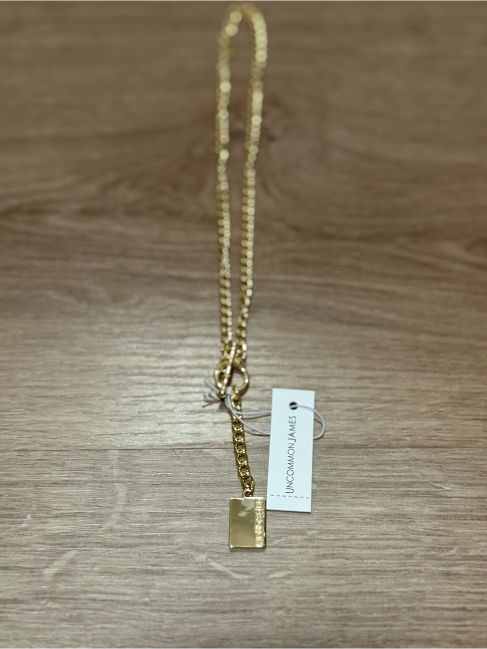 Uncommon James Gold Rectangle Pendant Lariat Necklace